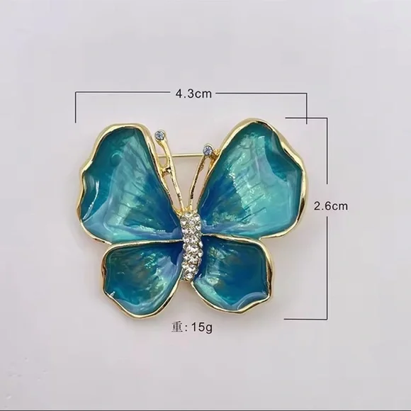 Brooch Blue Butterfly Pin, Elegant Statement Jewelry - Picture 2 of 9